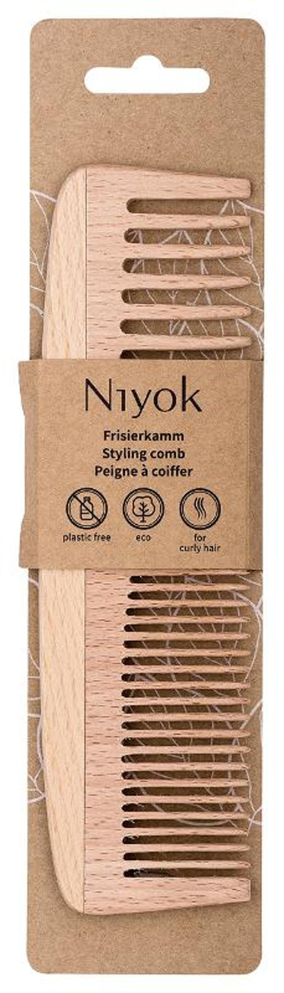 Produktfoto zu Strähnenkamm aus Buchenholz Niyok Natural Cosmetics