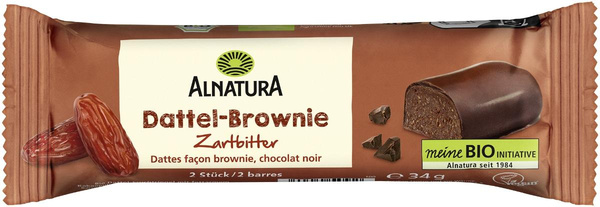Produktfoto zu Dattel Brownie Zartbitter 34g Alnatura