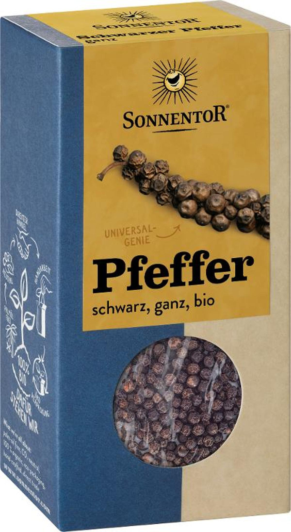 Produktfoto zu Pfeffer schwarz ganz 55g Sonnentor