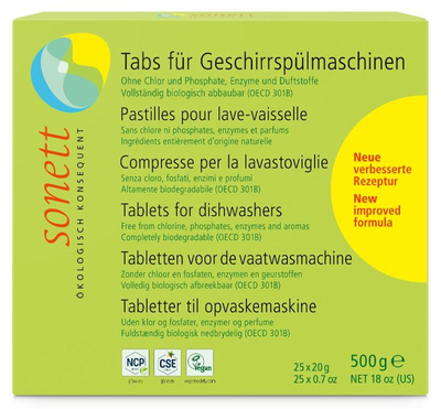 Produktfoto zu Tabs für Geschirrspülmaschinen 25x20g SONETT