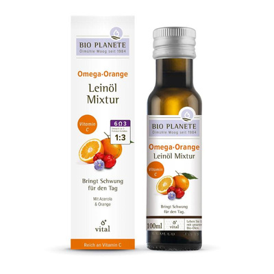 Produktfoto zu VPE Omega Orange Leinöl-Mixtur 4x100 ml Bio Planete