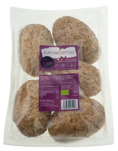 Produktfoto zu Sesam Dinkelbrötchen 250g Nur Puur
