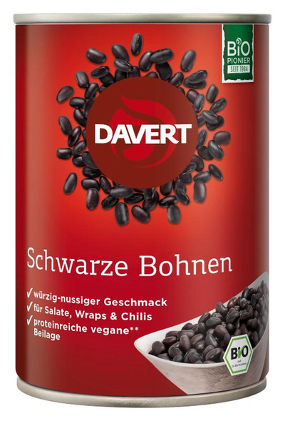 Produktfoto zu VPE Schwarze Bohnen 6x400g Davert