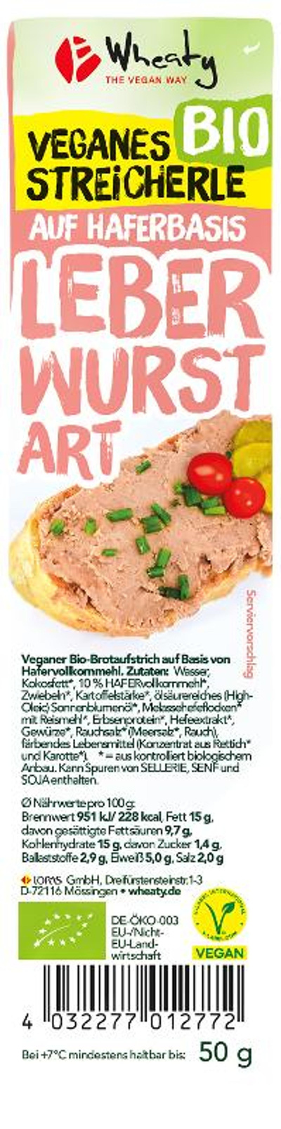 Produktfoto zu Veganes Streicherle Leberwurst Art 50g Wheaty