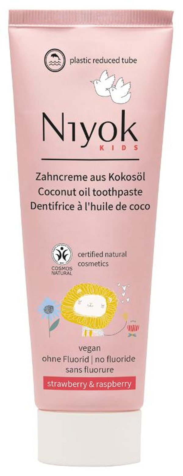 Produktfoto zu Zahncreme Kokosöl Erdbeere Himbeere 75ml Niyok Natural Cosmetics