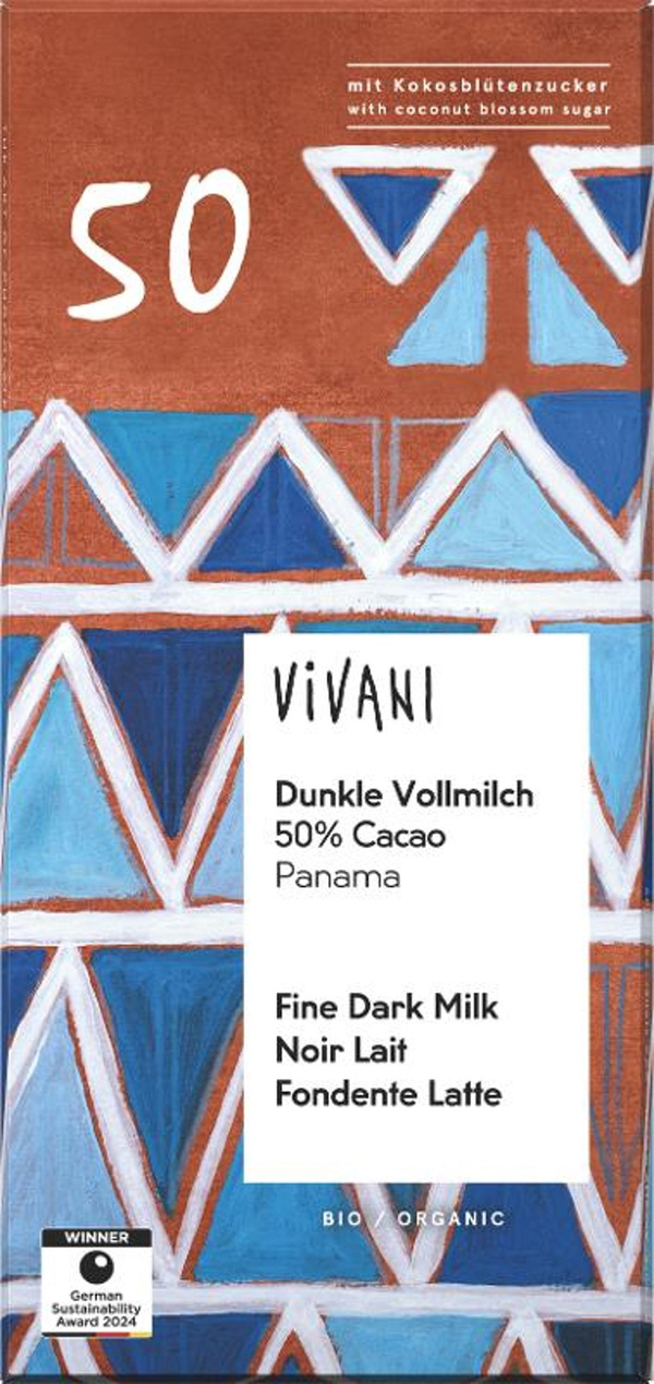 Produktfoto zu Schokolade Dunkle Vollmilch 80g Vivani