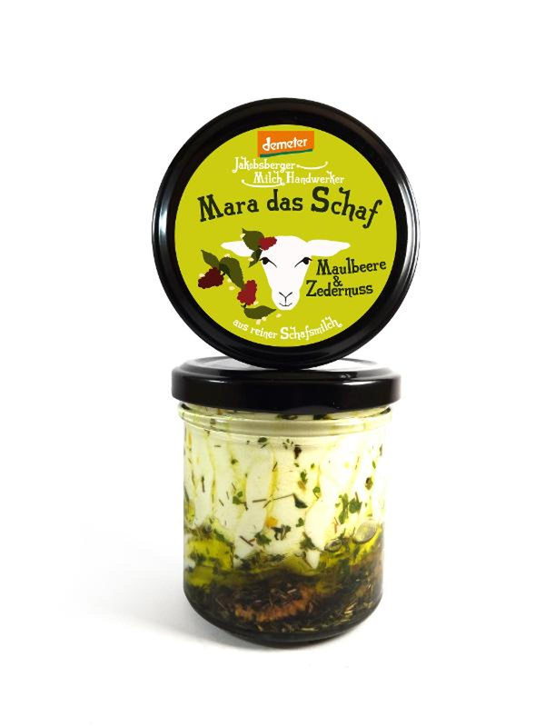 Produktfoto zu VPE Mara das Schaf - 4x135g  Frischkäse Maulbeere, Zedernuss 135g Jakobsberger MilchHandwerker