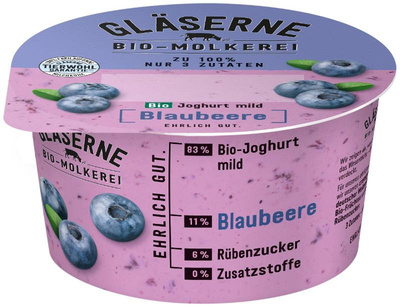 Produktfoto zu VPE Joghurt pur Blaubeere 3,5% 6x150g Gläserne Molkerei