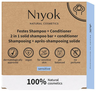 Produktfoto zu 2in1 Festes Shampoo & Conditioner Sensitiv 80g Niyok Natural Cosmetics