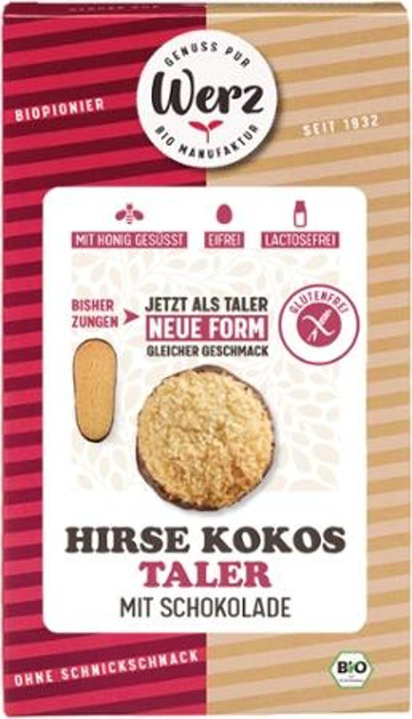 Produktfoto zu Hirse Kokos Zungen mit Schokolade 250g Werz