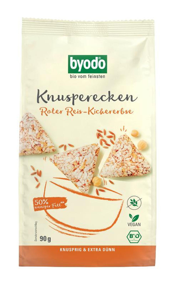 Produktfoto zu Knusperecken Roter Reis und Kichererbsen 12x90g Byodo