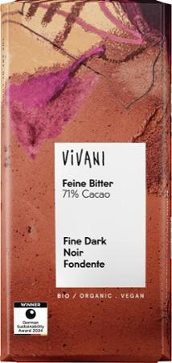 Produktfoto zu Schokolade Feine Bitter 71% 80g Vivani