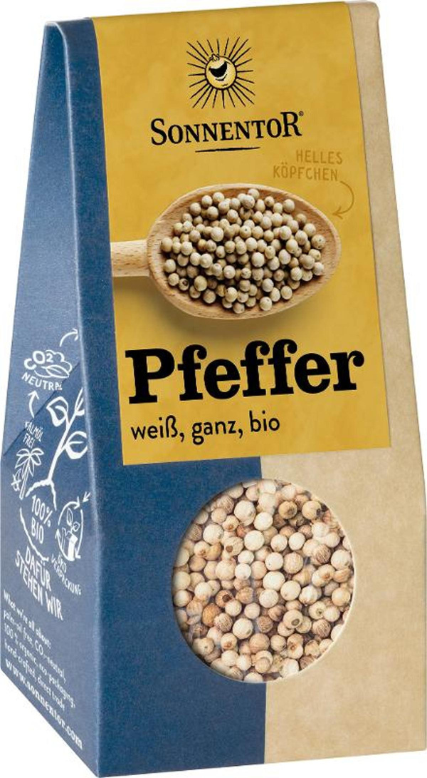 Produktfoto zu Pfeffer weiß ganz 35g Sonnentor