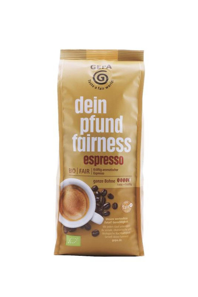 Produktfoto zu Faires Pfund Espresso ganze Bohne 500g GEPA