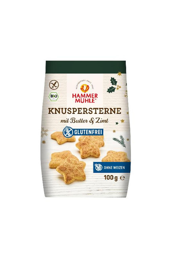 Produktfoto zu Knuspersterne Butter und Zimt glutenfrei 100g Hammermühle