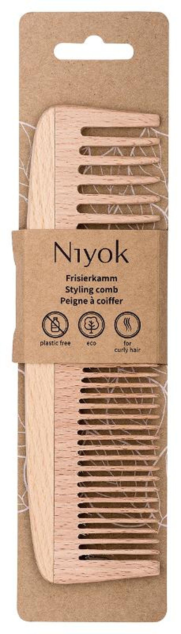 Produktfoto zu Strähnenkamm aus Buchenholz Niyok Natural Cosmetics