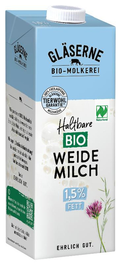 Produktfoto zu VPE H-Weidemilch 1,5% 12x1l Gläserne Molkerei