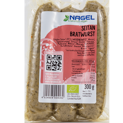 Produktfoto zu Seitan Bratwurst (3 Stück) 300g Nagel Tofu