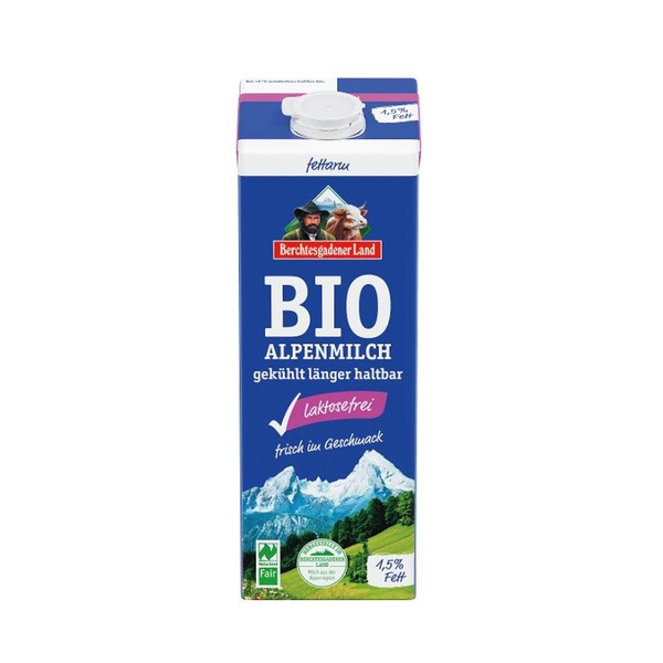 Produktfoto zu Frische Alpenmilch laktosefrei 1,5% Berchtesgadener Land