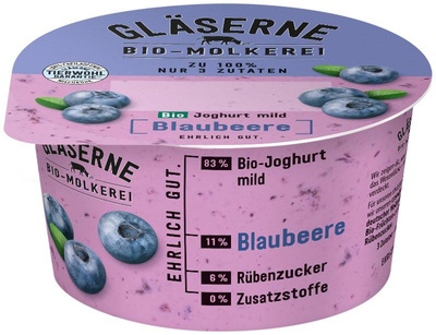 Produktfoto zu VPE Joghurt pur Blaubeere 3,5% 6x150g Gläserne Molkerei