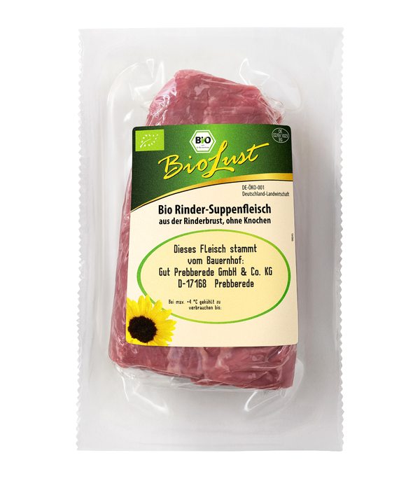 Produktfoto zu Rindersuppenfleisch aus der Brust 500g BioLust