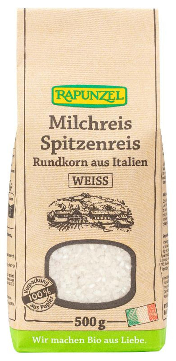 Produktfoto zu Milchreis Spitzenreis Rundkorn weiß 500g Rapunzel