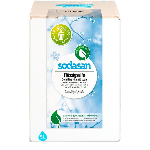 Produktfoto zu Flüssigseife Sensitiv 5 Liter Bag in Box Sodasan