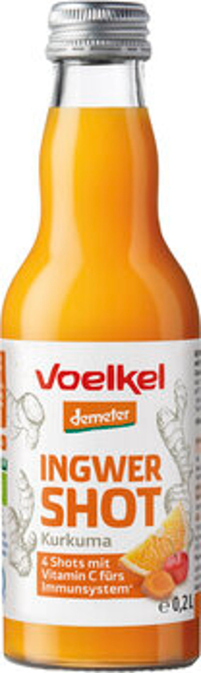 Produktfoto zu Shot Ingwer & Kurkuma 0,2 l Mehrwegflasche Voelkel