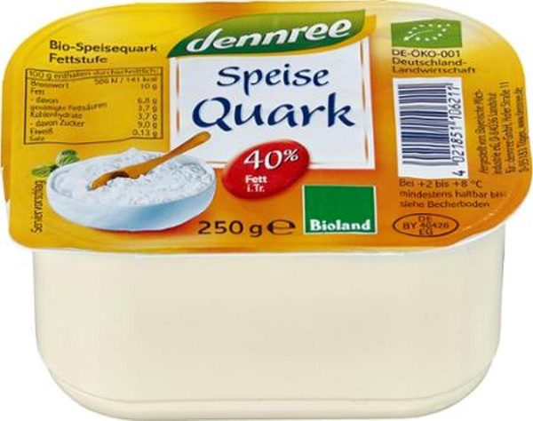 Produktfoto zu VPE Speisequark Fettstufe 40% 12x250g dennree