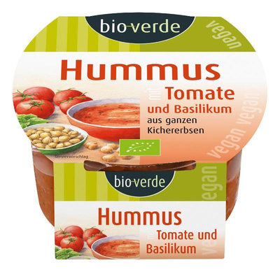 Produktfoto zu VPE Hummus mit Tomate & Basilikum 4x150g bio-verde