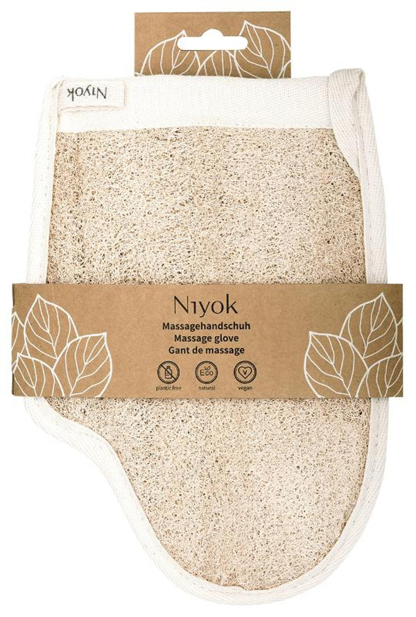 Produktfoto zu Massagehandschuh aus Luffa & Baumwolle Niyok Natural Cosmetics
