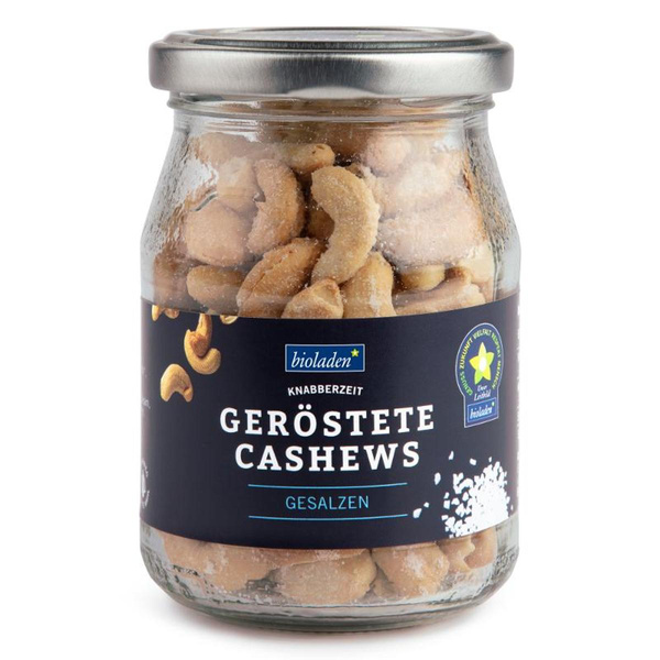 Produktfoto zu Geröstete Cashews gesalzen im Pfandglas bioladen