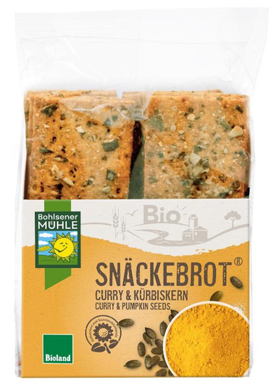 Produktfoto zu VPE Curry & Kürbiskern Snäckebrot 8x200g Bohlsener Mühle