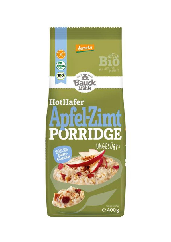 Produktfoto zu VPE Porridge Hot Hafer Apfel Zimt gf 6x400g Bauck Mühle