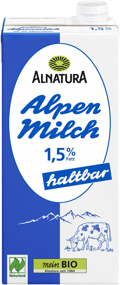 Produktfoto zu Haltbare Alpenmilch 1,5% 1 l Alnatura