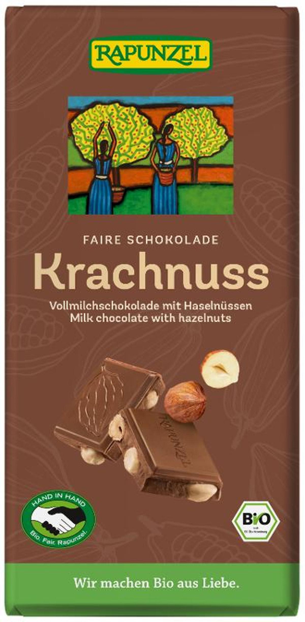 Produktfoto zu Krachnuss Vollmilch Schokolade Haselnuss 100g Rapunzel