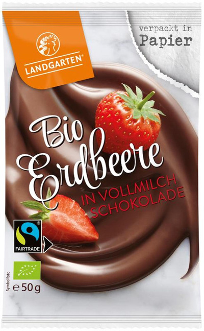 Produktfoto zu VPE Erdbeere in Vollmilch-Schokolade 10x50g Landgarten