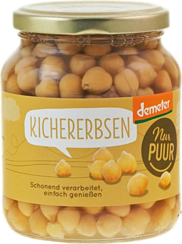 Produktfoto zu VPE Kichererbsen im Glas 6x350g Nur Puur