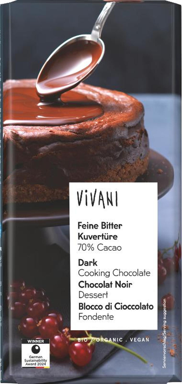 Produktfoto zu Feine Bitter Kuvertüre 150g Vivani