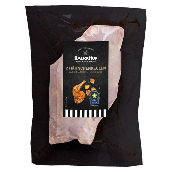 Produktfoto zu Hähnchenkeulen 2 Stück ca. 500g demeter Fleischmanufaktur