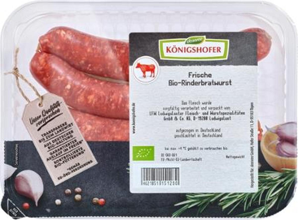 Produktfoto zu Rinderbratwurst roh 250g Königshofer