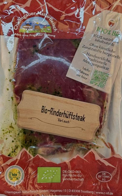 Produktfoto zu Rinderhüftsteak Bärlauch 350g Chiemgauer Naturfleisch