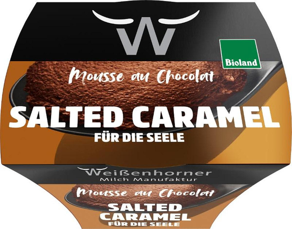 Produktfoto zu Mousse au Chocolat Salted Caramel 80g Weißenhorner Milch Manufaktur