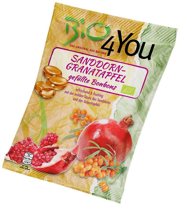 Produktfoto zu Sanddorn Granatapfel Bonbonbs 75g Bio4you