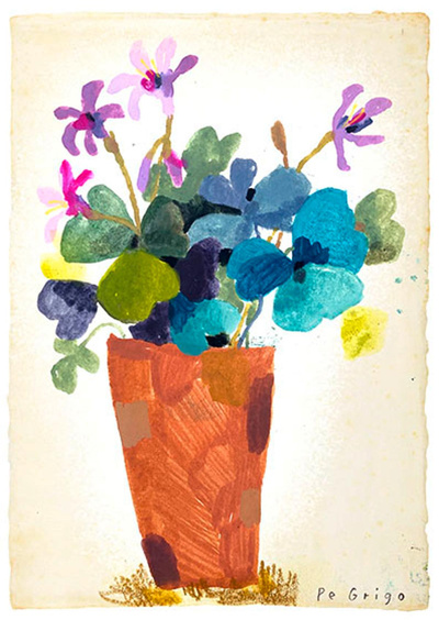 Produktfoto zu Postkarte mit Blumenstrauss in brauner Vase Pe Grigo