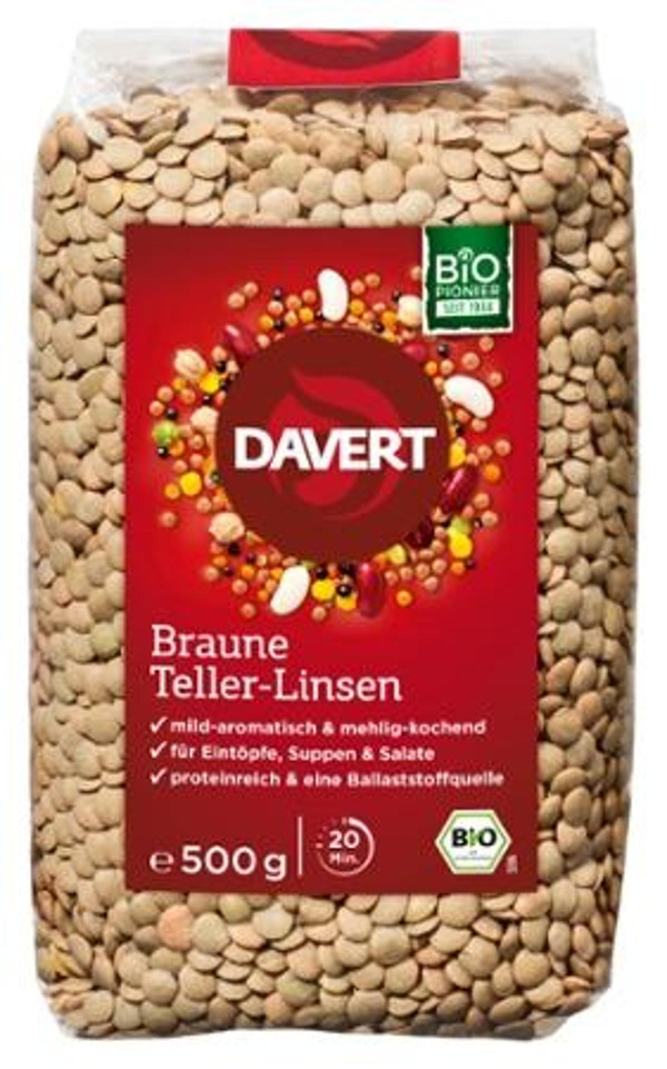 Produktfoto zu VPE Tellerlinsen braun 8x500g Davert