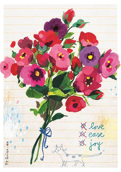 Produktfoto zu Postkarte mit rotem Blumenstrauß Pe Grigo