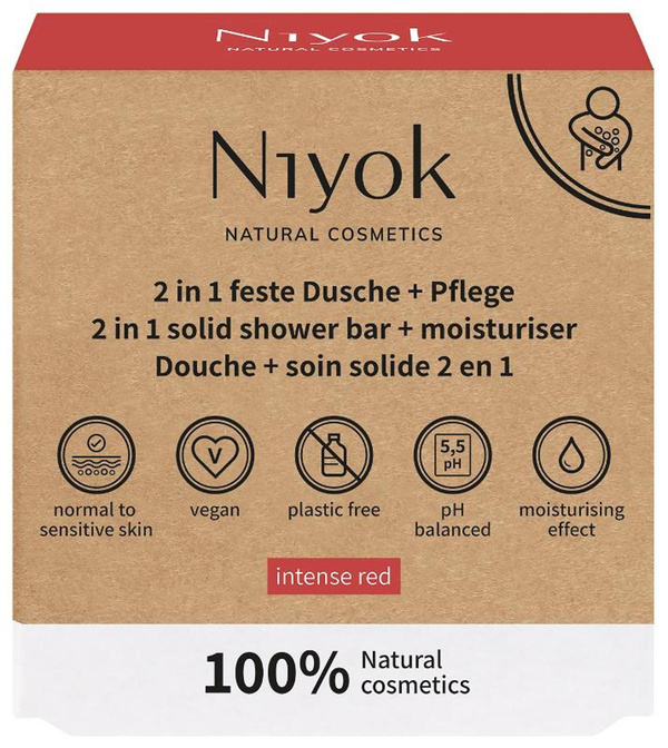 Produktfoto zu 2in1 Feste Dusche & Pflege Intense Red 80g Niyok Natural Cosmetics