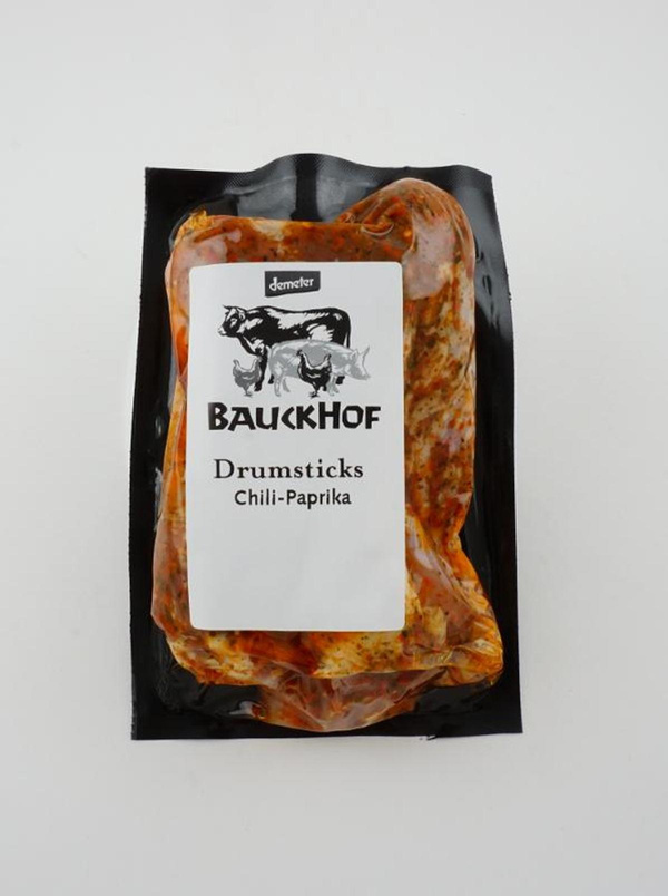 Produktfoto zu Hähnchen Drumsticks Chili Paprika 4er 400g Bauckhof