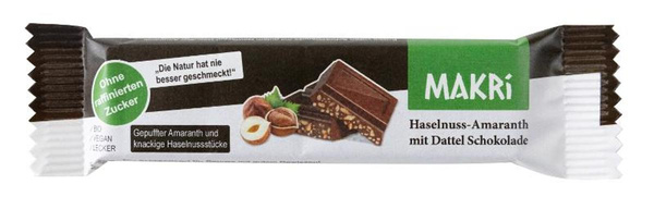 Produktfoto zu VPE Schokoriegel Haselnuss Amaranth mit Dattelschokolade 12x25g MAKRI
